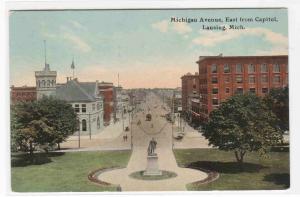 Michigan Avenue East from Capitol Lansing Michigan 1912 postcard