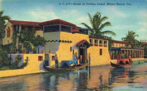 USA Home on Collins Canal Miami Beach Florida Linen Postcard 03.58