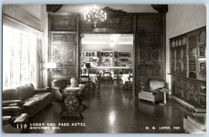 Monterrey Nuevo Leon Mexico Postcard Lobby Del Paso Autel c1950's RPPC Photo