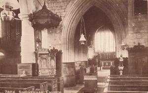 SHRIVENHAM OXFORDSHIRE UK CHURCH~INTERIOR SEPIA STYLE POSTCARD