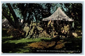 Valley City North Dakota Postcard Boy Scouts Chautauqua Lake Camp c1910 Vintage