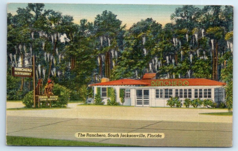 SOUTH JACKSONVILLE, Florida FL ~ Roadside RANCHERO RESTAURANT c1940s  Postcard