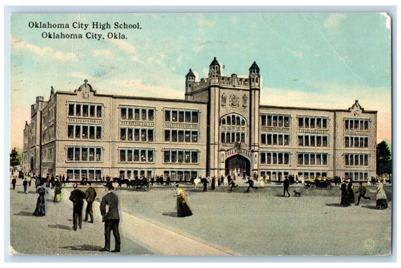 1913 Oklahoma City High School Building Oklahoma City Oklahoma OK Postcard