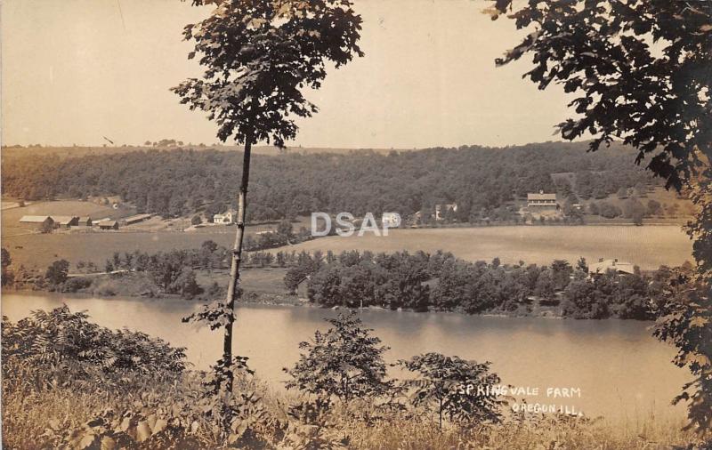 Illinois Il Real Photo RPPC Postcard c1920 OREGON SPRINGVALE FARM River