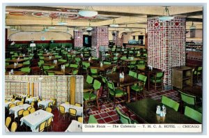 Oriole Room The Cafeteria Y.M.C.A Hotel Chicago Illinois IL Dual View Postcard 