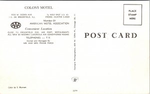 Postcard IL Brookfield Colony Motel