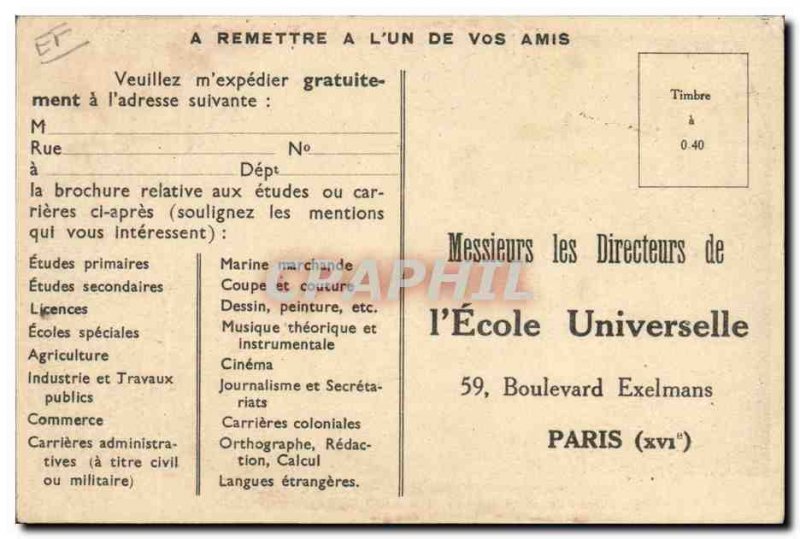 Old Postcard Paris World School The post office special Paris 100A Universal ...