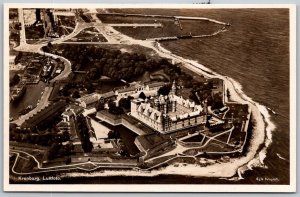 Kronborg Denmark RPPC Real Photo Postcard Aerial View Kronborg Castle