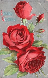 Vintage Postcard 1909 Birthday Greetings A Large Print Rose Flowers Bouquet