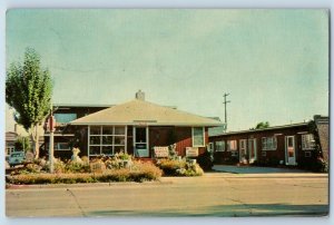 1965 Rock Springs Wyoming WY Postcard Knotty Pine Motel Roadside View Building