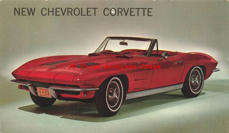 Advertising Postcard, 1963 Chevrolet Corvette Sting Ray Convertible