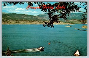 Boating, Canyon Ferry Lake Reservoir, Montana, Vintage Chrome Postcard