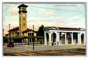 Union Railroad Station Dayton Ohio OH UNP DB Postcard J18