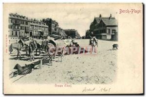 Old Postcard Donkey Mule Berck beach Group & # 39anes