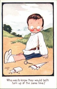 TUCK OILETTE Boy w Snacks Sits on Ground All for Her c1910 Postcard