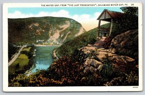 Delaware Water Gap Pennsylvania~Last Promontory View~River~Linen 1940s Postcard