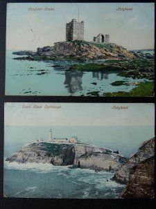 2 ANGLESEY Holyhead LLANFAWR CASTLE Penrhos Island & SOUTH STACK c1907 Postcard