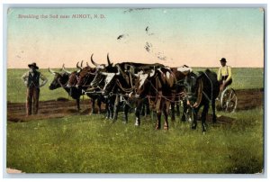 Minot North Dakota Postcard Breaking Sod Exterior Farming c1908 Vintage Antique