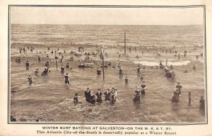 Galveston Texas Winter Surf Bathing Scenic View Vintage Postcard AA2087