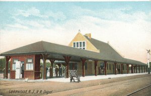 Lakewood NJ Railroad Depot Train Station Postcard