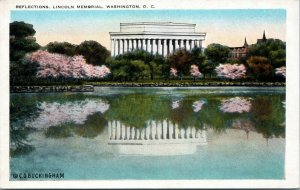 postcard Washington DC - Reflections, Lincoln Memorial