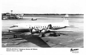 Real Photo Postcard 1965 Douglas DC-6 Trabajeros Aereos del Sahara~120050