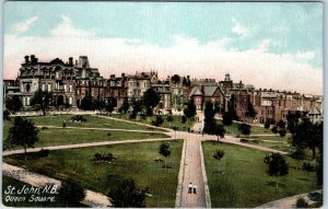 c1900s St. John NB Queen Square Postcard Victorian Mansions Path Park Germany