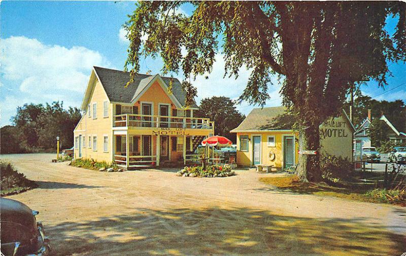 Hyannis MA Cape Cod Sail Loft Motel Old Cars Postcard