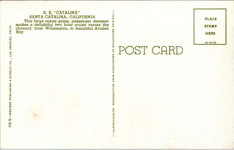 Vtg 1950s SS Catalina Passenger Steamer Santa Catalina California CA Postcard