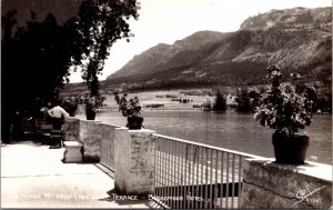 RPPC Cheyenne Mountain from Lakeshore Terrace Broadmoor Hotel Colorado Springs