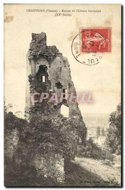 Old Postcard Chauvigny Ruins of Chateau baronial