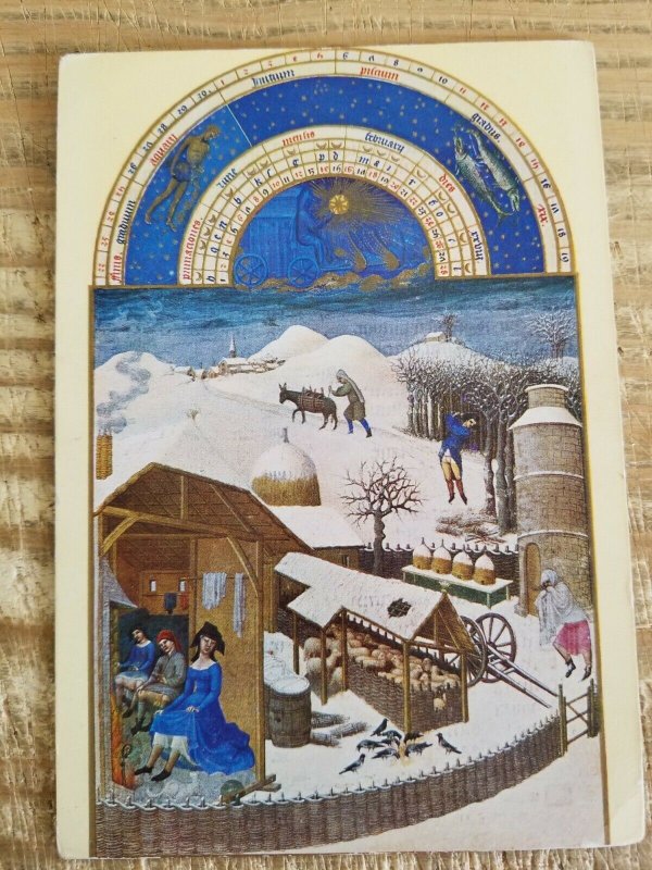 LES TRES RICHES HEURES BY BERRY.VTG 3 MONTHS POSTCARD LOT.DEC/FEB/MAR*P12