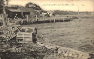 Thomaston Maine ME Lobster Traps Along Waterfront Vintage Postcard