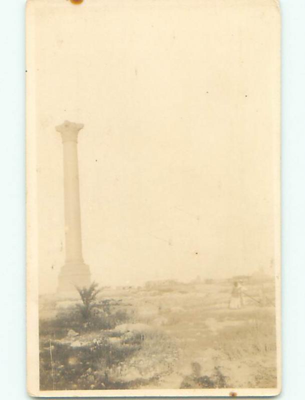 1922 rppc POMPEy's PILLAR USED AS SAILOR LANDMARK Alexandria EGYPT o1461