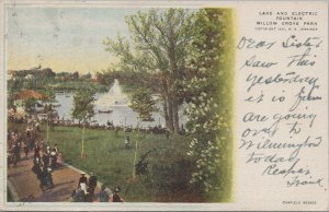 Postcard Lake and Electric Fountain Willow Grove PA 1906