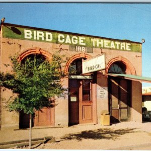 c1960s Tombstone, AZ Bird Cage Theatre Event 1881 Sign Mining Chrome PC Vtg A303