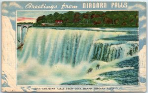 Postcard - American Falls From Luna Island, Niagara Falls, New York