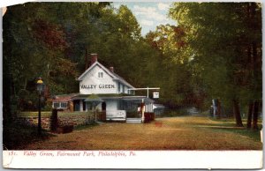 Valley Green Fairmont Park Philadelphia Pennsylvania PA Lined-Trees Postcard