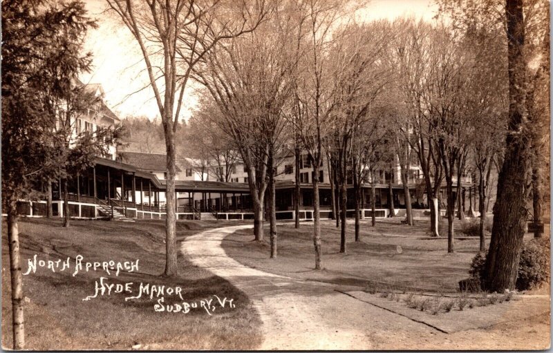 Real Photo Postcard North Approach at Hyde Manor in Sudbury, Vermont