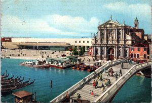 Postcard Italy Venice - Church and Railway Station