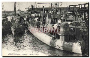 Old Postcard Boat War Against Torpedo of Escadire Catapult