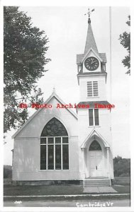 VT, Cambridge, Vermont, RPPC, Congregational Church, Entrance View, Walker Photo