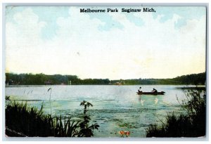 c1910 Canoeing Melbourne Park Saginaw West Side Michigan Antique Posted Postcard 