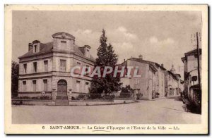 Old Postcard Bank Caisse d & # & # 39Epargne and 39entree the city Saint Amour