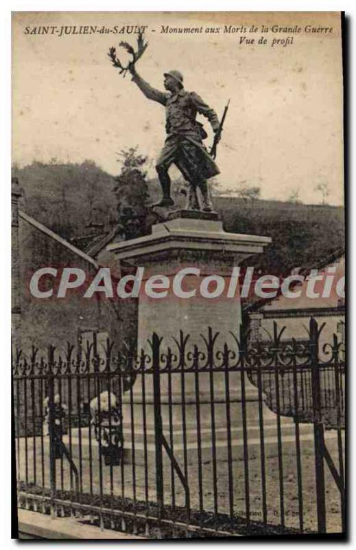 Postcard Old St Julien du Sault Monument to the Great War View profile