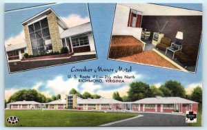 RICHMOND, VA Virginia ~ CAVALIER MANOR MOTEL  c1950s Roadside Linen Postcard