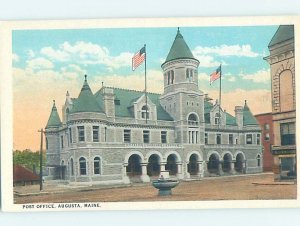 W-border POST OFFICE SCENE Augusta Maine ME AF1102
