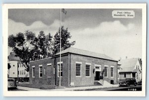 Mansfield Massachusetts Postcard Post Office Building Exterior View 1940 Vintage
