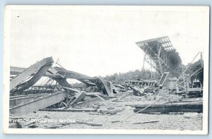 Quebec City Quebec Canada Postcard Wreck of Quebec Bridge c1940's Unposted