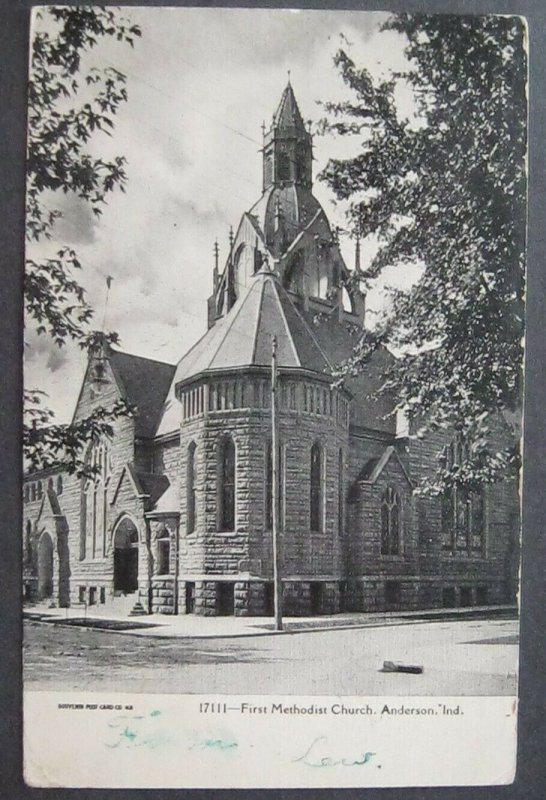 First Methodist Church Anderson IN 1907 Illustrated Post Card Co 17111 UDB
